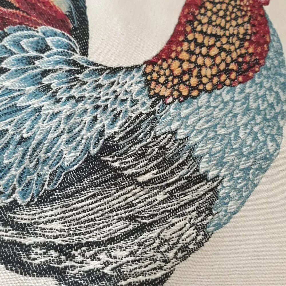 Rooster Embroidered Pillow Cover - Multicolored Farmhouse Country Novelty